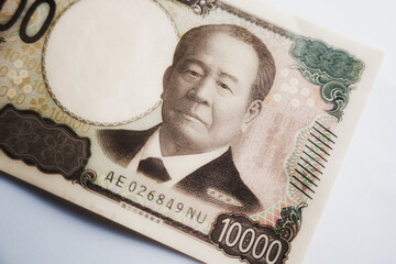 日本の壱万円紙幣のクローズアップ