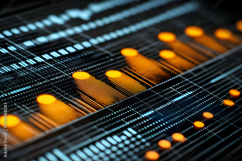 Poster abstract glowing data visualization graph.
