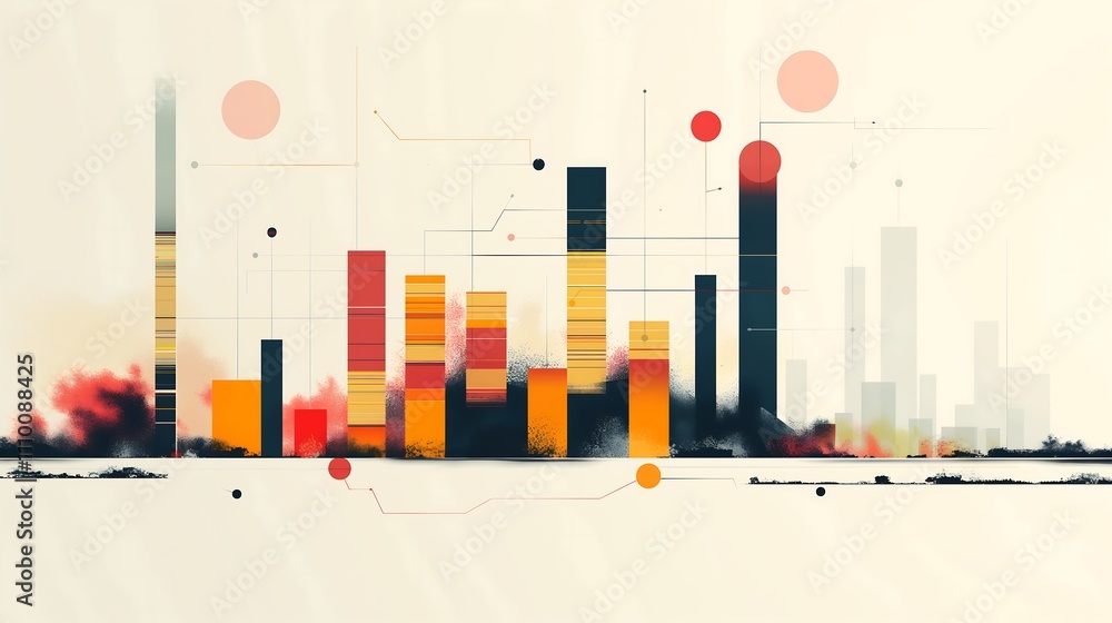 Poster minimalist infographic featuring a bar graph comparing revenue streams from different sectors, with 
