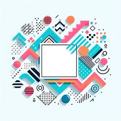 Obraz premium Colorful geometric shapes with a blank center.