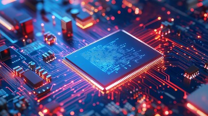 Abstract Digital Circuit Board on Technology Blue Background