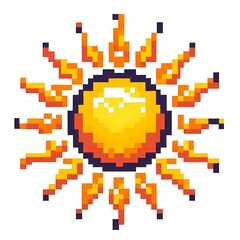 Bright pixel art sun with rays.