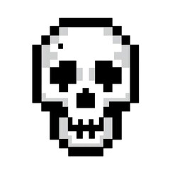 Pixel art representation of a skull.