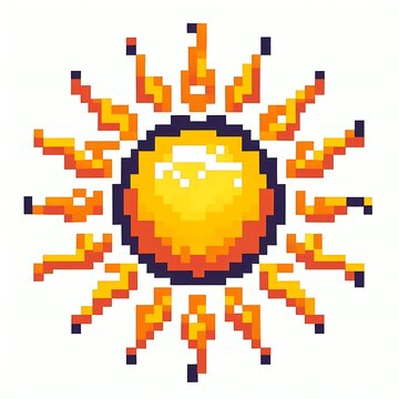Bright pixel art sun with rays.