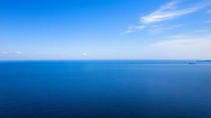 Obraz premium Baltic Sea aerial view showcasing vast expanse of water and distant coastline, symbolizing natural beauty and serene landscapes.