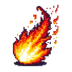 A pixel art depiction of a fire flame.