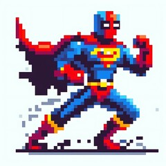 Fototapeta premium Pixel art of a superhero in action.