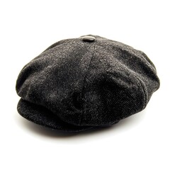 The Heritage of Herringbone Newsboy Caps on White Background