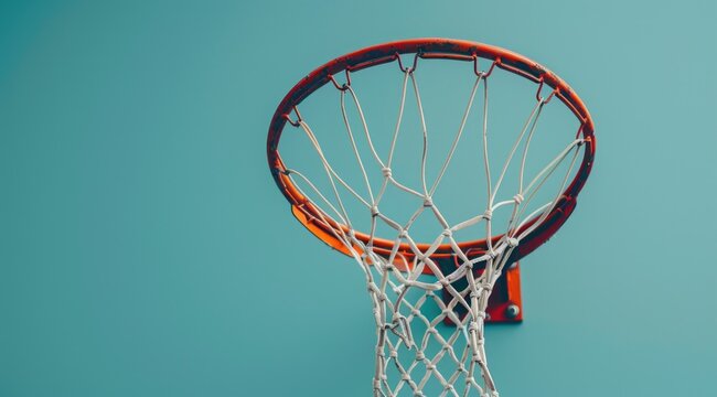 Basketball hoop against a blue wall