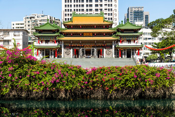 Kaohsiung, Taiwan- November 10, 2023: Building view of the Sunfong (Sanfeng) Temple in Kaohsiung, Taiwan, enshrined to the Neza (also known as Marshal of the Central Altar).