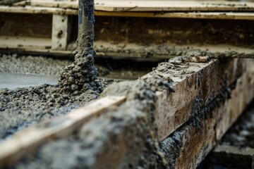 Fototapeta premium Concrete Pouring at Construction Site Highlighting Industrial Materials and Building Process
