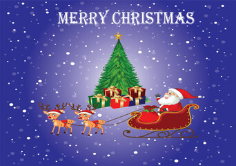 Fototapeta premium Happy Merry Christmas with Santa Claus wishes banner