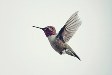 Fototapeta premium Graceful Flight: Stunning Full-Body Photograph of a Vibrant Hummingbird on White