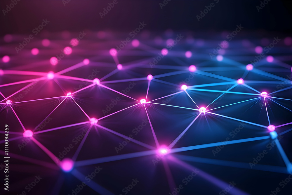 Poster abstract network connection with glowing nodes and lines.