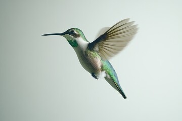 Graceful Flight: Stunning Full-Body Photograph of a Vibrant Hummingbird on White