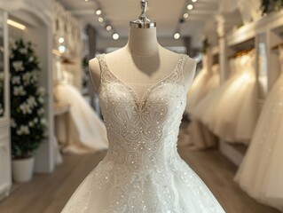Bridal shop wedding dress display