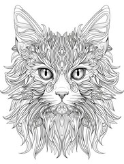 Ornate maine coon cat face
