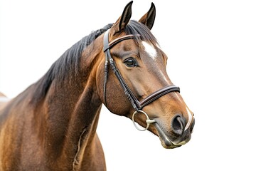 Obraz premium Graceful Beauty: Portrait of a Brown Horse with a White Mark on Transparent Background