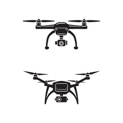 remote control aircraft drone camera shoot icon silhouette vector art flat design outline