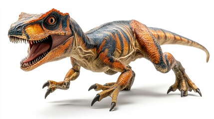 Naklejka premium A detailed digital rendering of a dinosaur, showcasing intricate scales and textures, against a clean white background.