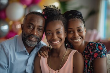 Fototapeta premium Happy Multigenerational Family Posing Together in Tropical Garden