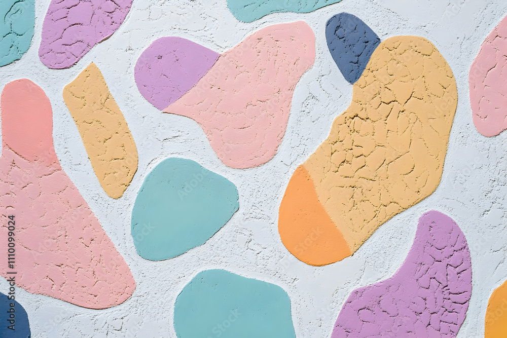 Poster abstract colorful shapes on a textured background create a modern artistic design.