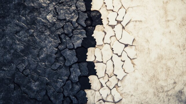 A compelling image of racial injustice with symbolic imagery of divided communities, Abstract representation of racial inequality, minimalist style