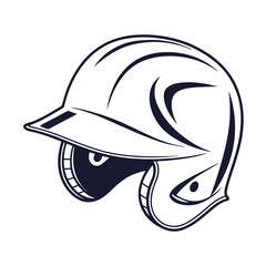 Vector Baseball Helmet Illustration on White Background.