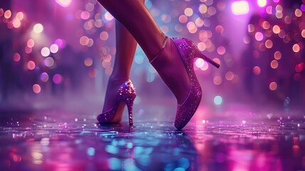 Glittery heels on a dance floor