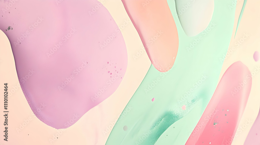 Poster abstract image featuring colorful paint blobs in soft pastel shades.