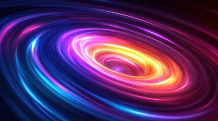 Obraz premium A glowing abstract background with radiating concentric rings of neon pink, purple, and blue. The vibrant light effects create depth and a futuristic vibe. Perfect for energetic and tech-inspired 