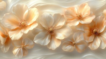 Naklejka premium Elegant Beige Flowers Floral Background Soft Hues Close up Nature Wallpaper