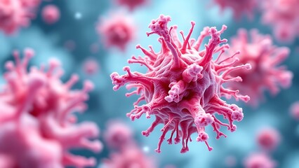 Naklejka premium Group of isolated cancer cells - 3d illustration