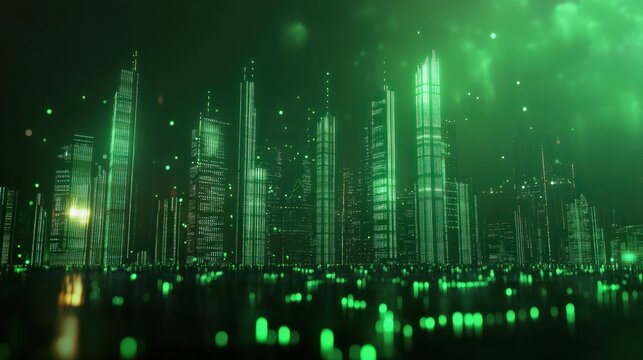 modern financial stock market background in the style of green trading chart and cityscape - Powered by Adobe