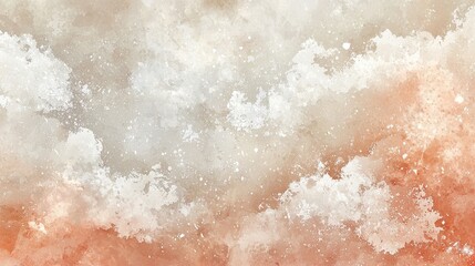 Obraz premium A soft watercolor background blending shades of beige, coral, and dusty rose, accented by delicate white splatters. The gentle transitions and muted tones create a sophisticated and romantic 