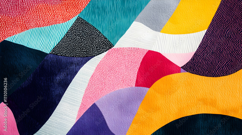 Poster abstract colorful design with flowing shapes and patterns.