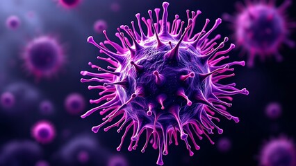 Fototapeta premium Tumor microenvironment concept with cancer cells, T-Cells, nanoparticles, cancer associated fibroblast layer of tumor microenvironment normal cells, molecules, and blood vessels 3d rendering
