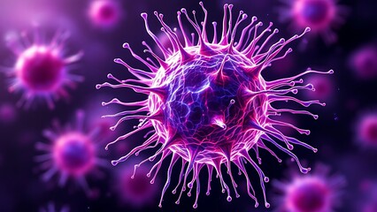 Obraz premium Tumor microenvironment concept with cancer cells, T-Cells, nanoparticles, cancer associated fibroblast layer of tumor microenvironment normal cells, molecules, and blood vessels 3d rendering