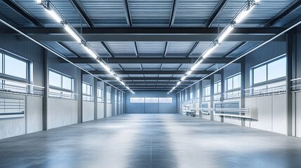 Fototapeta premium High-tech livestock barn equipped with automated systems for enhanced farming efficiency in modern agriculture