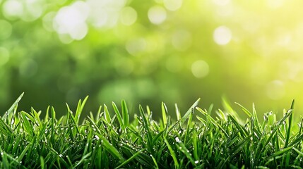 Obraz premium Refreshing Dew-Kissed Grass - Vibrant Green Foliage with Soft Focus Texture