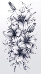 A drawing of a bouquet of flowers