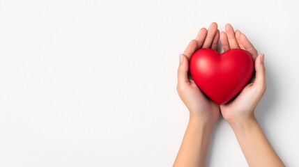 Obraz premium Caring Hands Forming Heart Shape on White Background,Symbolizing Compassion in Medicine
