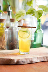 a Glass of Spices Herbal Drink Served on the Wooden Table