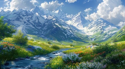 Mountain landscape with river