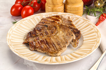 Grilled pork neck sirloin steak