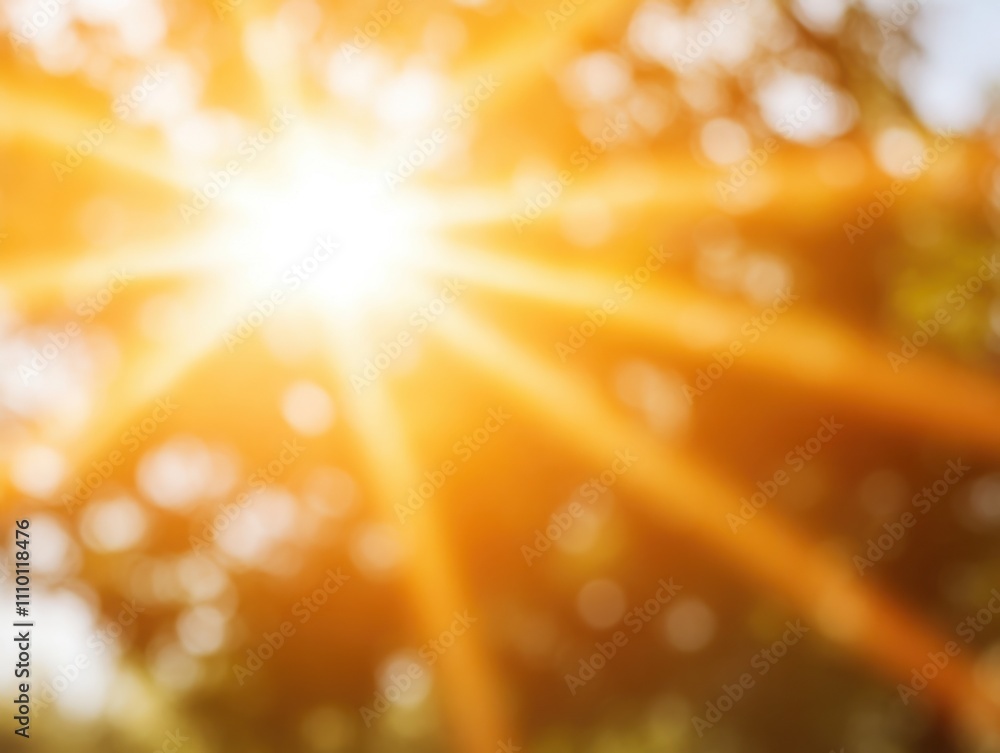 Poster Bright Sunlight Shining Through Green Leaves Creating a Warm and Inviting Atmosphere in Nature with Beautiful Bokeh Effect Surrounding the Scene