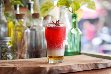 a Glass of Spices Herbal Drink Served on the Wooden Table