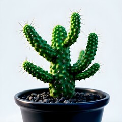 Naklejka premium Cactus in a flowerpot on a white background