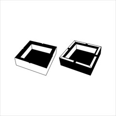 Ashtray icon, Cigarette Ashtray isolated on white background. monochrome design. flat vector Illustration