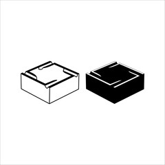 Ashtray icon, Cigarette Ashtray isolated on white background. monochrome design. flat vector Illustration